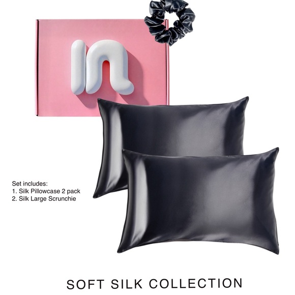 Silk Pillowcase and Scrunchie Set - Black